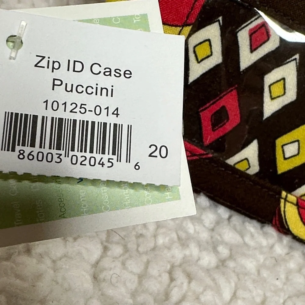 Vera Bradley Puccini Zip ID Case Brown Red Yellow White Retired Designer NWT
